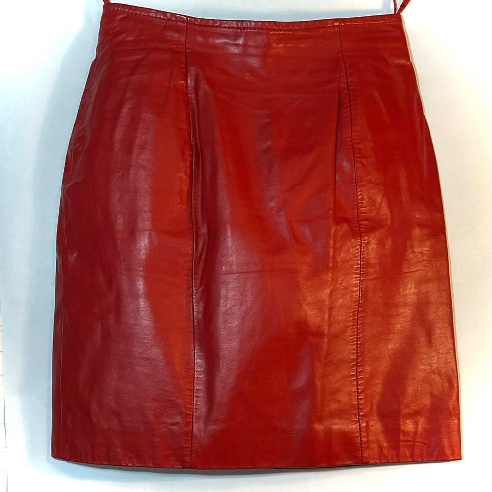 Chic Red Leather Mini Skirt